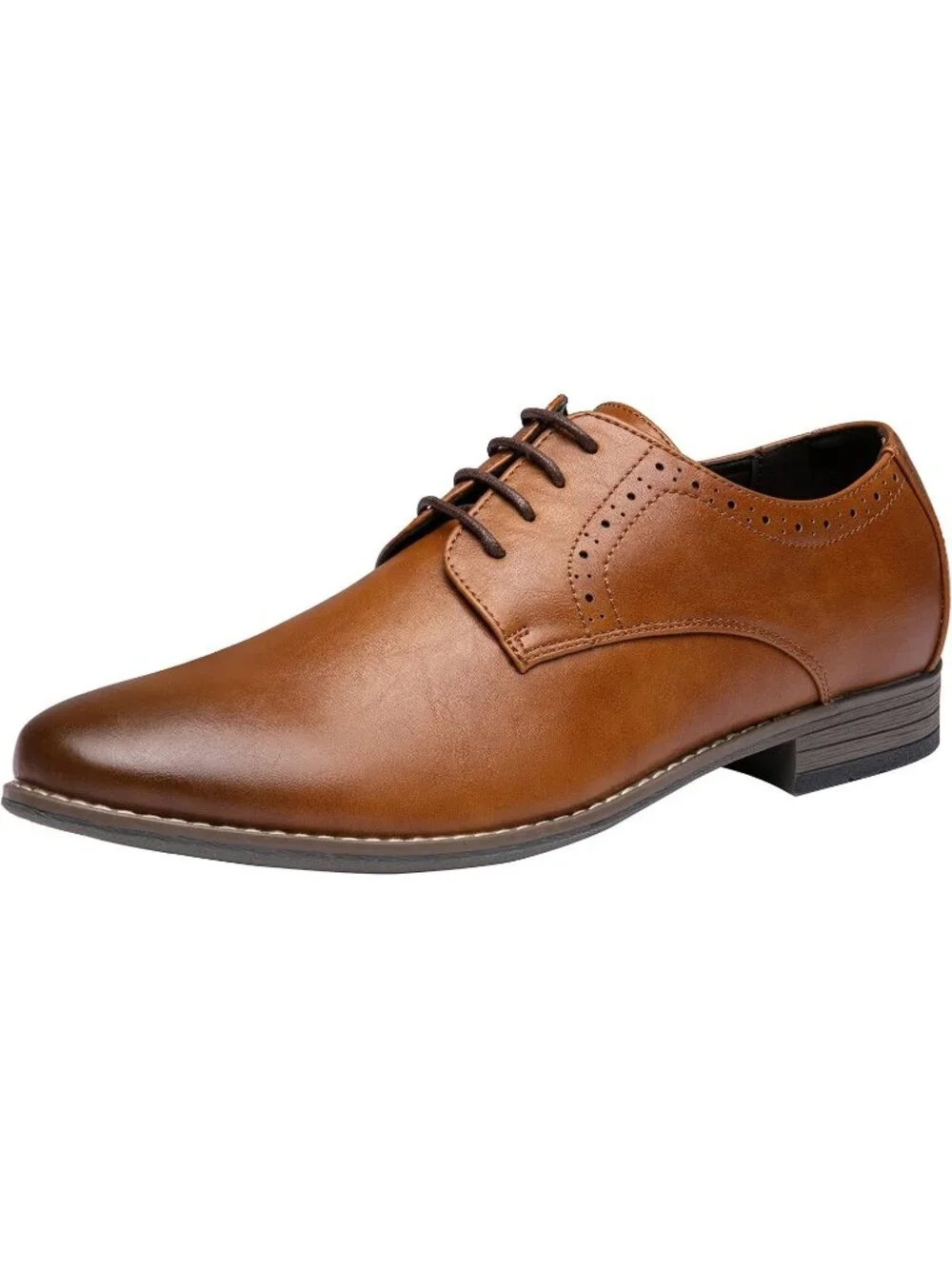 Men's Yellow Brown Leather Formal Non Slip Wedding Oxford Derby Dress Shoes